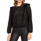 INC International Concepts Women's Ruffled Eyelet Top BlackSize XS