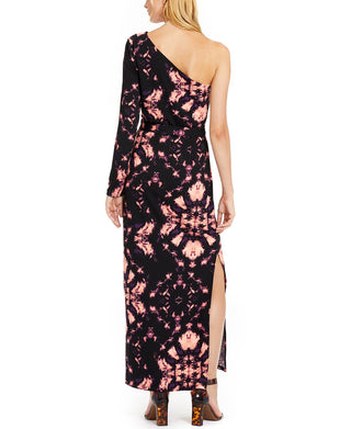 INC International Concepts Women's Printed One Shoulder Maxi Dress Black Size 2XL
