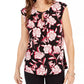 Kasper Womens Floral Print Keyhole Neck Tank Top Pink Size PS