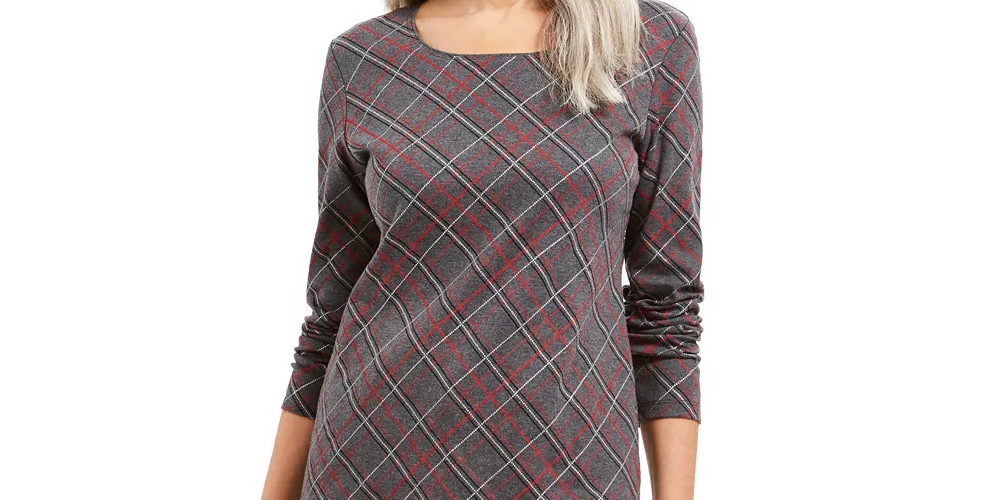 Karen Scott Women's Holly Plaid Embellished Top Red Size XX-Large