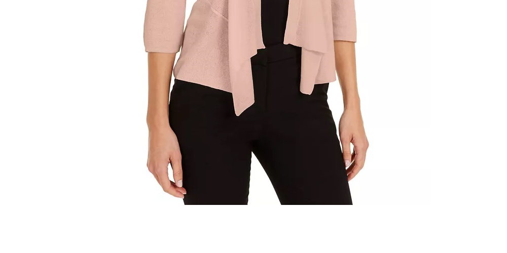 Alfani Women's Draped Open Front Cardigan Pink Size X-Small