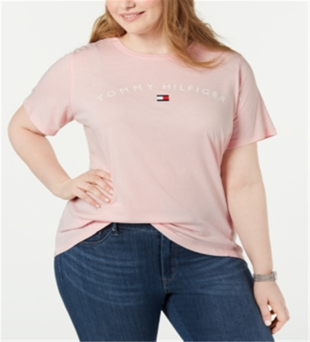 Tommy Hilfiger Women's Logo Graphic T-Shirt Pink Size 2X