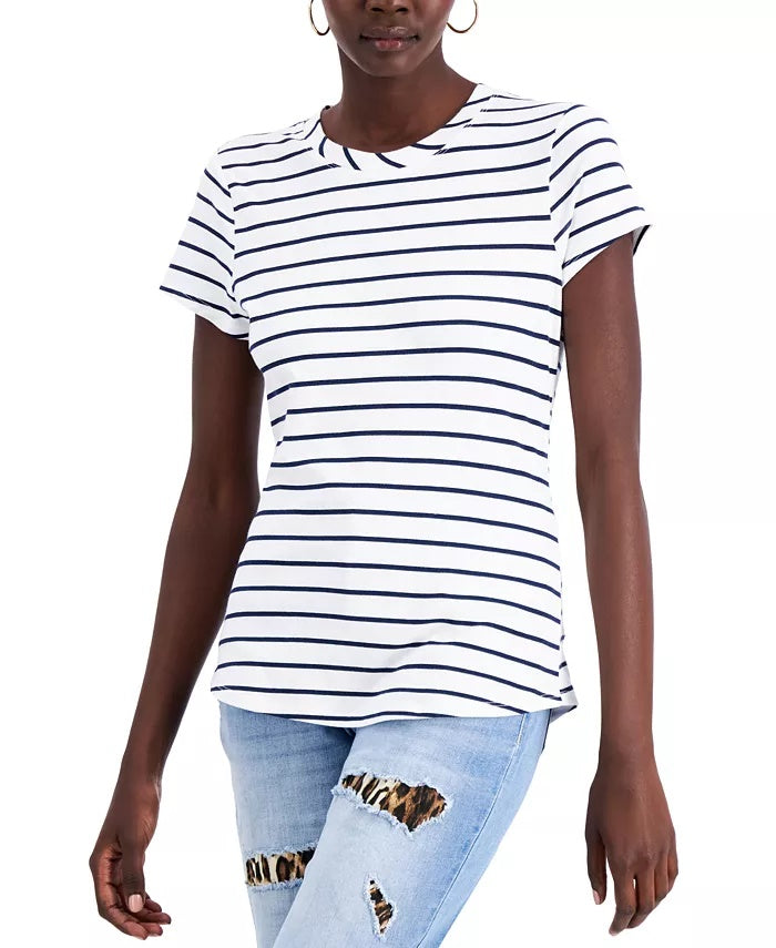 INC International Concepts Women's Cotton Crewneck T-Shirt Camile Camo Size X-Large