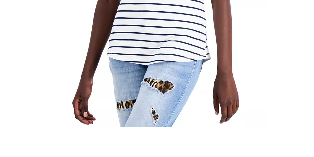 INC International Concepts Women's Cotton Crewneck T-Shirt Camile Camo Size X-Large