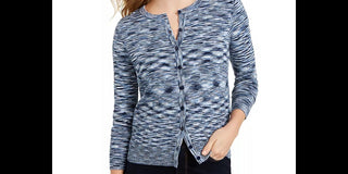 Charter Club Women's Space Dyed Button Cardigan Blue Size X-Small