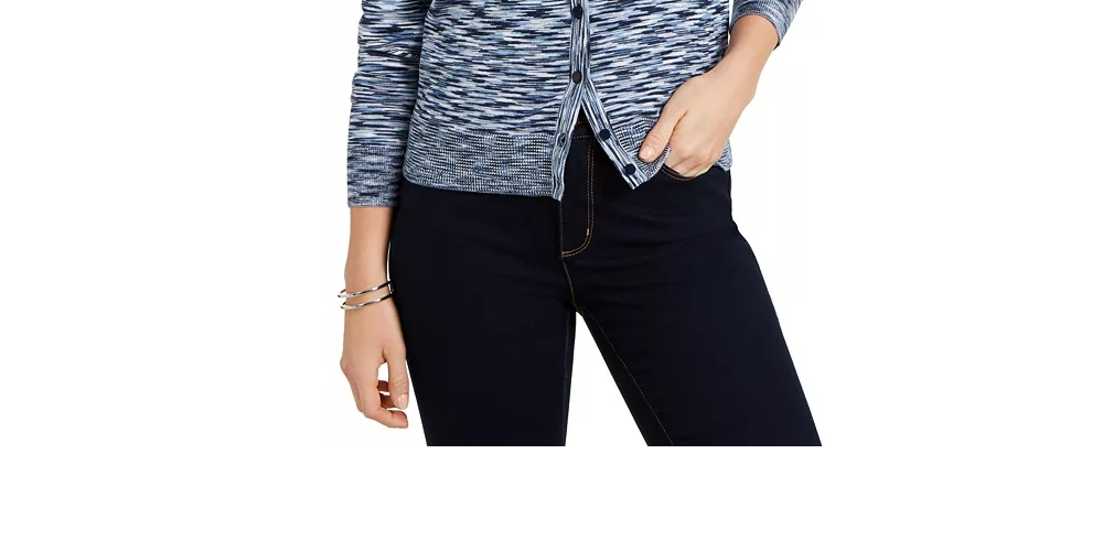 Charter Club Women's Space Dyed Button Cardigan Blue Size X-Small