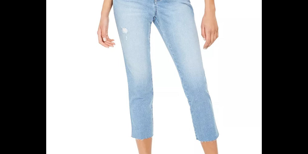 Style & Co Women's Straight-Leg Cropped Denim Jeans Blue Size 12