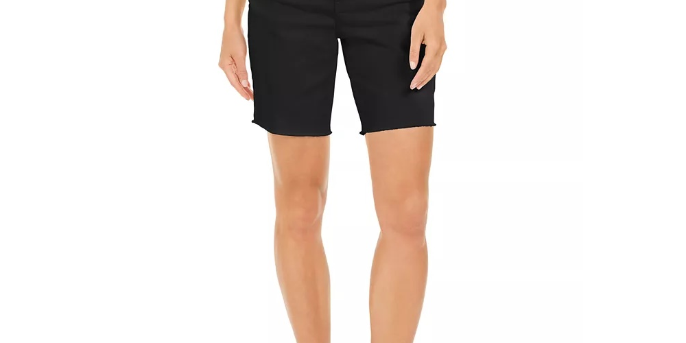 Style & Co Women's Raw Edge Bermuda Shorts Black Size 8