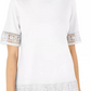 Karen Scott Women's Cotton Crochet Fringed Top  White Size X-Small