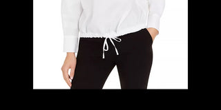 Alfani Women's Drawstring Hem Blouse White Size X-Small