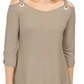JM Collection Women's Grommet Cold Shoulder Tunic Beige  Size Large