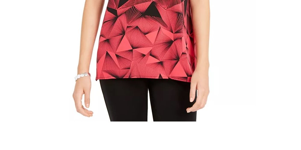 Alfani Women's Geo Print Tunic  Pink Size X-Small