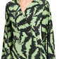 Alfani Women's Surplice Neck Printed Top  Green Size Large