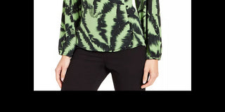 Alfani Women's Surplice Neck Printed Top  Green Size Large