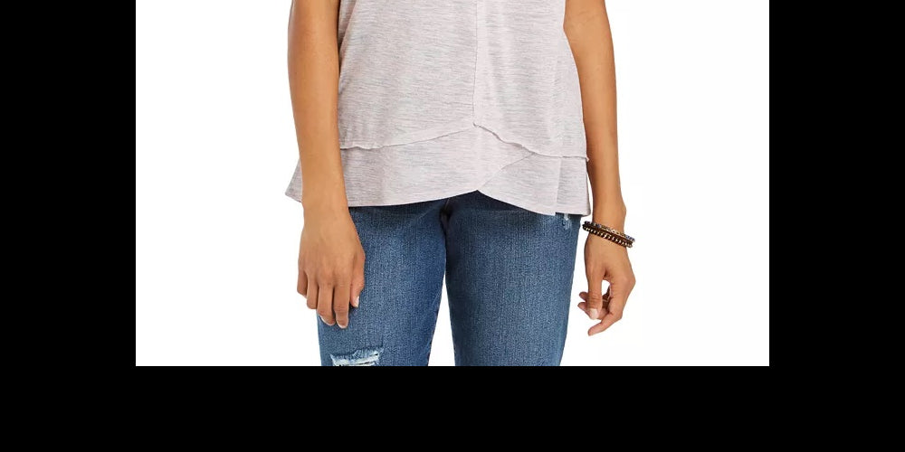 Style & Co Women's V Neck High Low Tank Top Pink Size Medium