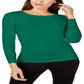 Alfani Women's Long Sleeve Jewel Neck Top Green Size X-Large