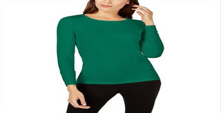 Alfani Women's Long Sleeve Jewel Neck Top Green Size X-Large