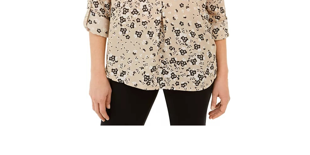 Charter Club Women's Maria Floral-Print Blouse  Med Yellow Size Small