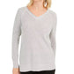 Charter Club Women's V Neck Pullover Knit Sweater Gray Size Large