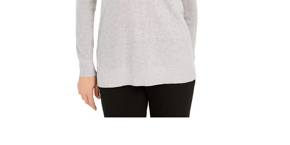 Charter Club Women's V Neck Pullover Knit Sweater Gray Size Large