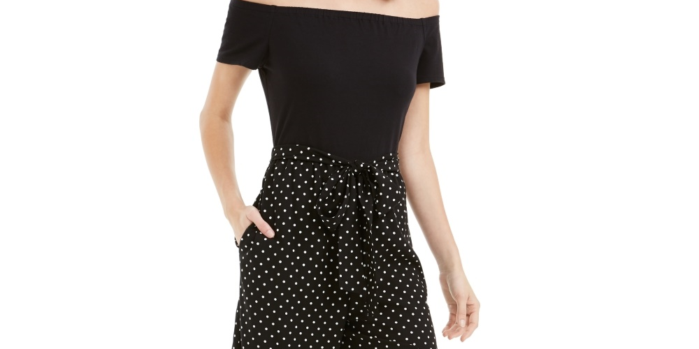 Maison Jules Women's Off The Shoulder Jumpsuit Black Size Small