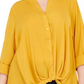 INC  International Concepts Women's Plus Twist Front Shirt Yellow Size 2X