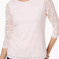 Charter Club Women's 3/4 Sleeve Lace Top White Size X-Small