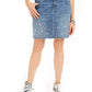 INC  International Concepts Women's Curvy Fit Rhinestone Embellished Denim Skirt  Blue Size 0