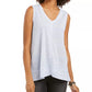 Style & Co Women's V Neck High Low Tank Top White Size Small