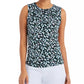 Calvin Klein Women's Floral Print Pleat Neck Top Black/Purple Size X-Large