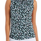 Calvin Klein Women's Floral Print Pleat Neck Top Black/Purple Size X-Large
