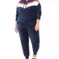 Tommy Hilfiger Women's Sport Plus Velour Varsity Panel Jogger Pants Black Size 2X