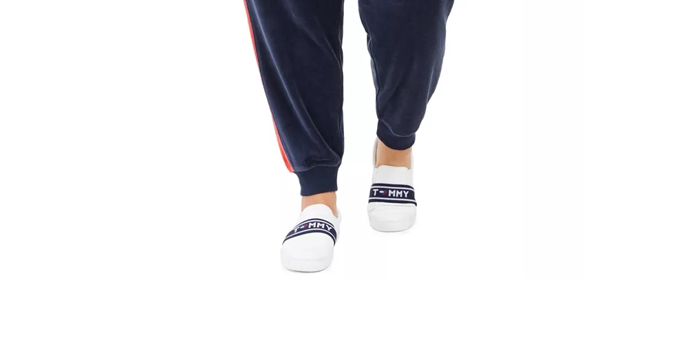 Tommy Hilfiger Women's Sport Plus Velour Varsity Panel Jogger Pants Black Size 2X