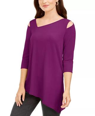 Alfani Women's Asymmetical Cut Out Blouse Pink Size Small