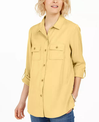 Charter Club Women's Utility Shirt Beige -Size Large