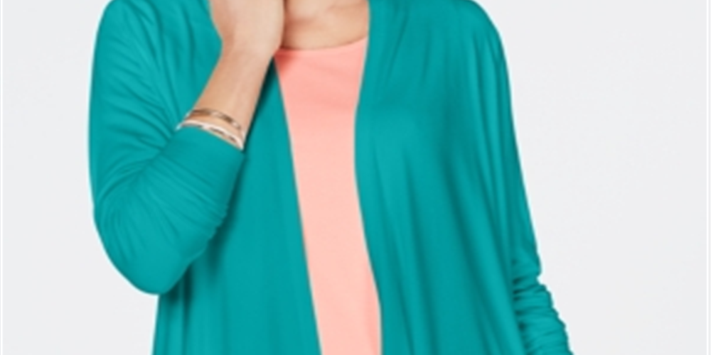 Karen Scott Women's Draped Open Front Cardigan Blue Size M