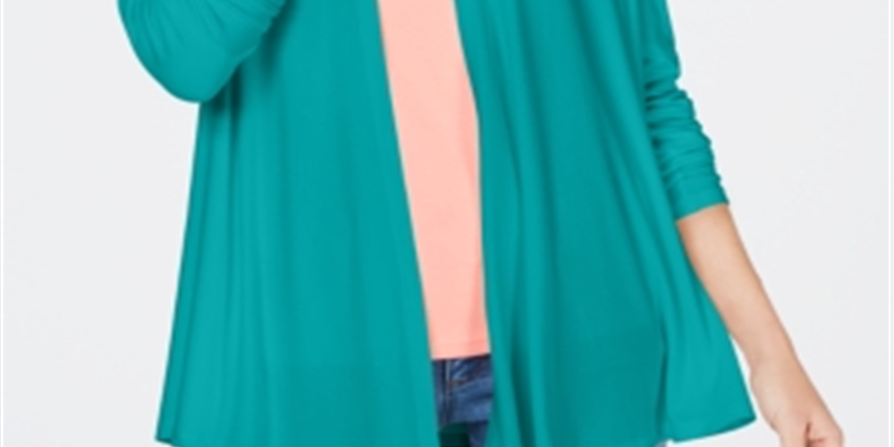 Karen Scott Women's Draped Open Front Cardigan Blue Size M