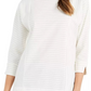 Charter Club Women's Striped Back-Button Top White Size X-Large