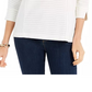 Charter Club Women's Striped Back-Button Top White Size X-Large