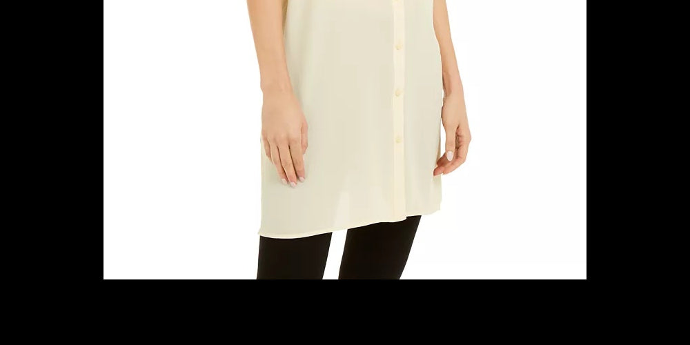 Alfani Women's Roll-Tab Tunic Shirt Yellow Size X-Large