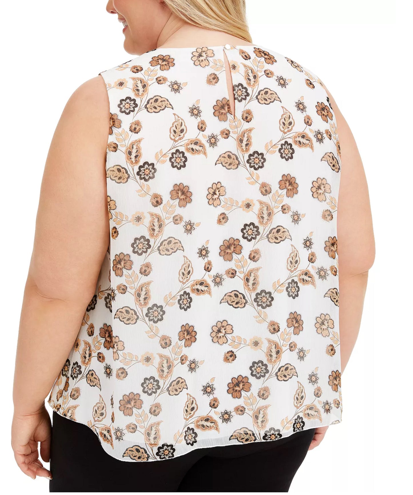 Calvin Klein Women's Plus Size Pleated Neck Top White Size 2X