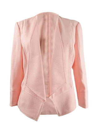 Anne Klein Women's Textured Drape Front Jacket Pink Size Medium