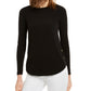 Michael Kors Women's Lace Up Long Sleeve T-Shirt Regular Black Size Petite Large