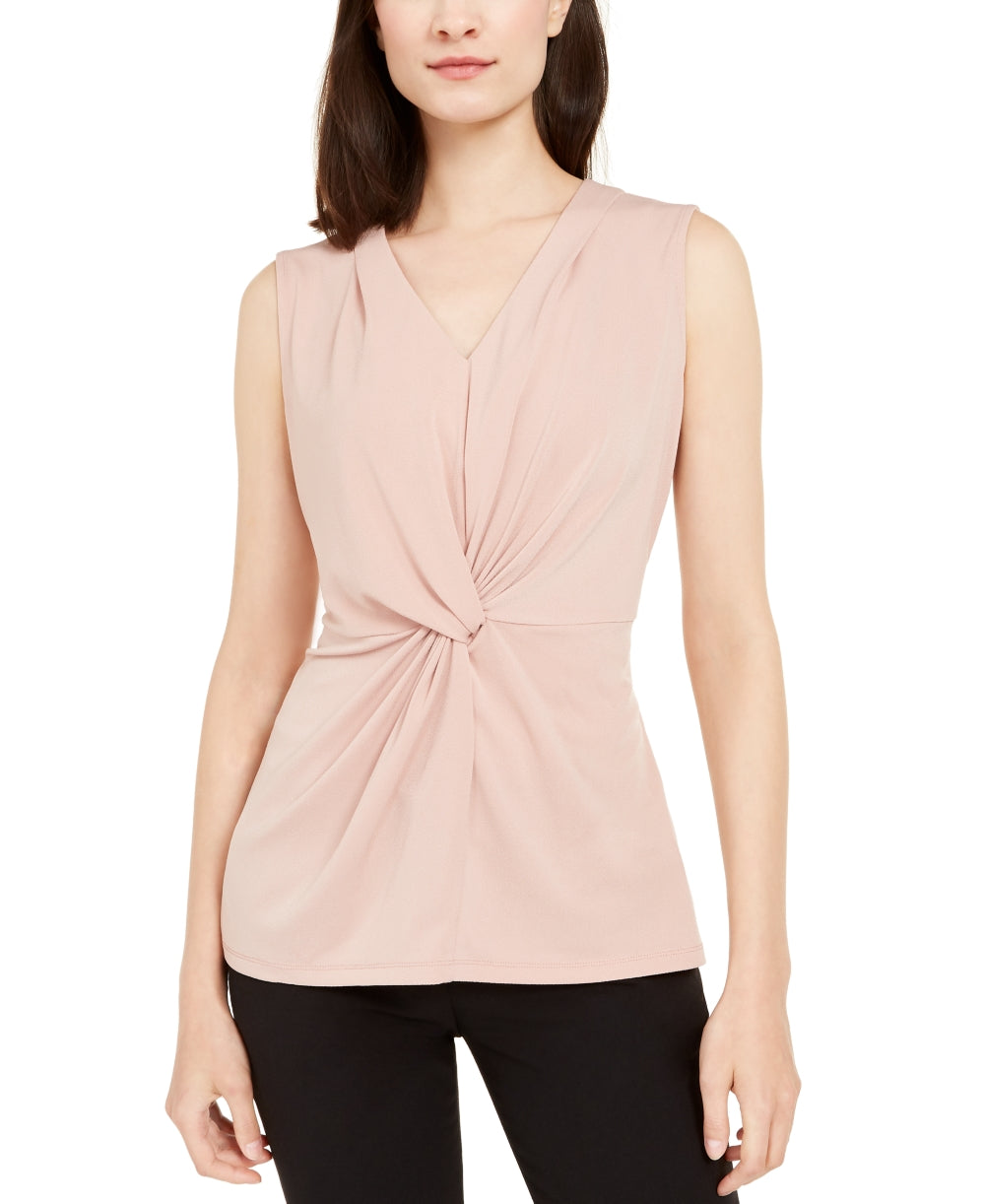 Alfani Women's Twist-Front Sleeveless Top Pink Size Large