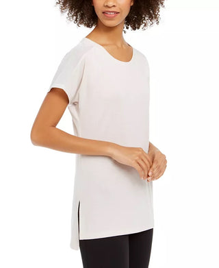 Ideology Women's Mesh-TrimT-Shirt Cream Size Small