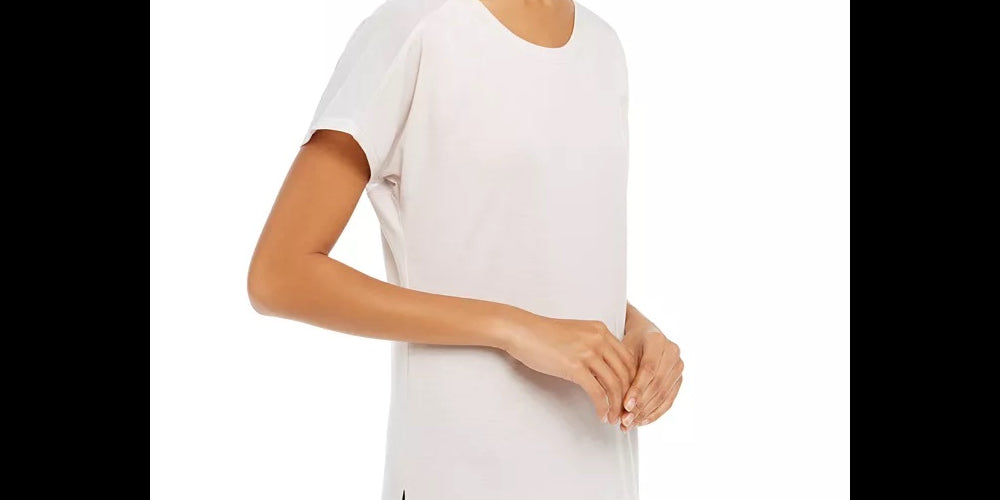 Ideology Women's Mesh-TrimT-Shirt Cream Size Small