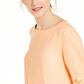 Charter Club Women's Linen Bell-Sleeve Top  Orange Size Small