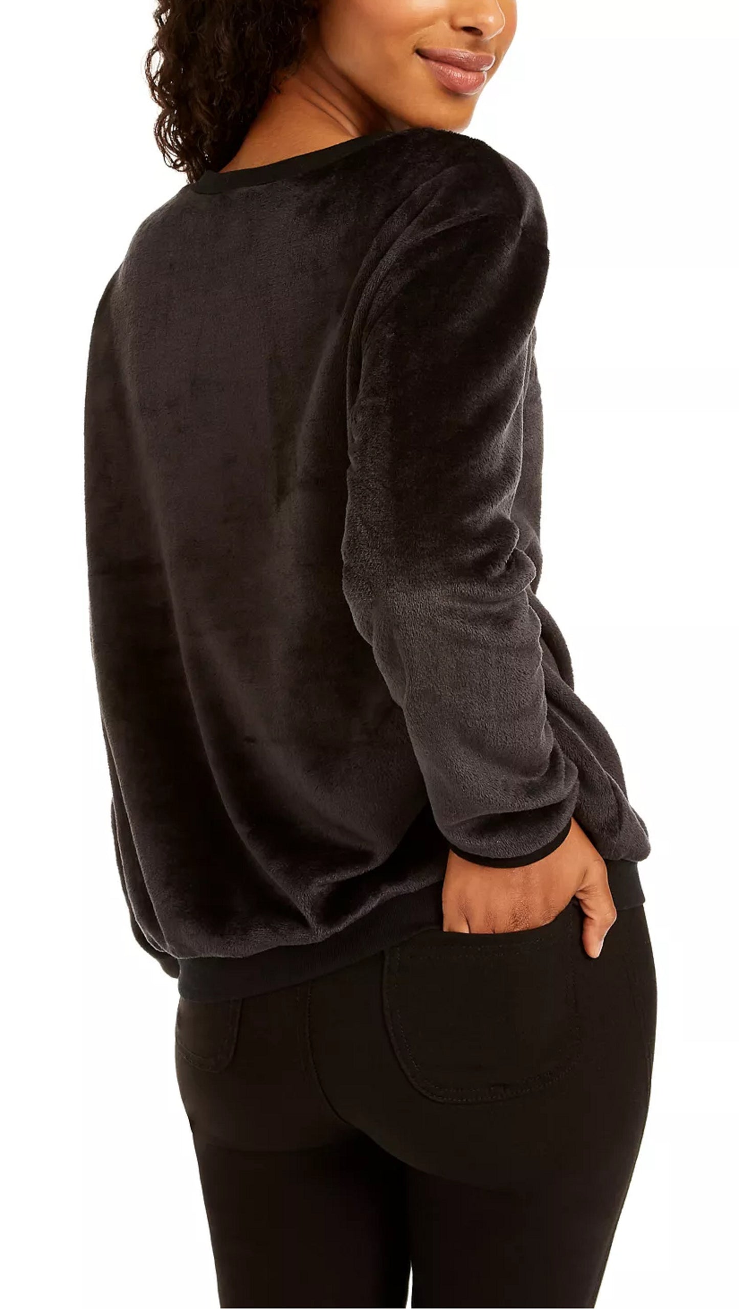 Love Tribe Junior's Friends Plush Sweatshirt Black Size Small