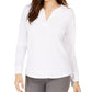 Style & Co Women's Split-Neck Top White Size Medium