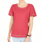 Karen Scott Women's Grommet-Trim Cotton Top Orange Size Large